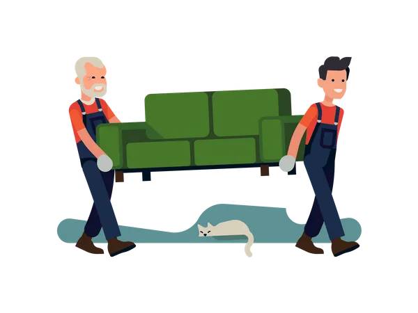 Movers carrying sofa Illustration