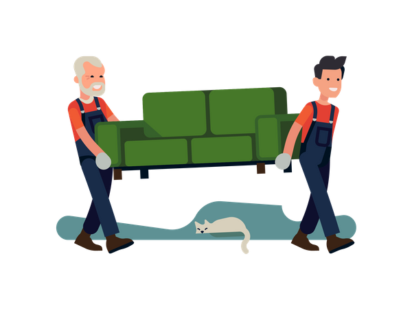 Movers carrying sofa  Illustration