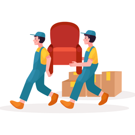 Movers holding sofa  Illustration