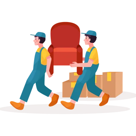 Movers holding sofa  Illustration