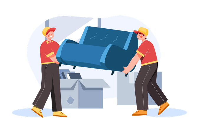 Movers picking up a sofa Illustration