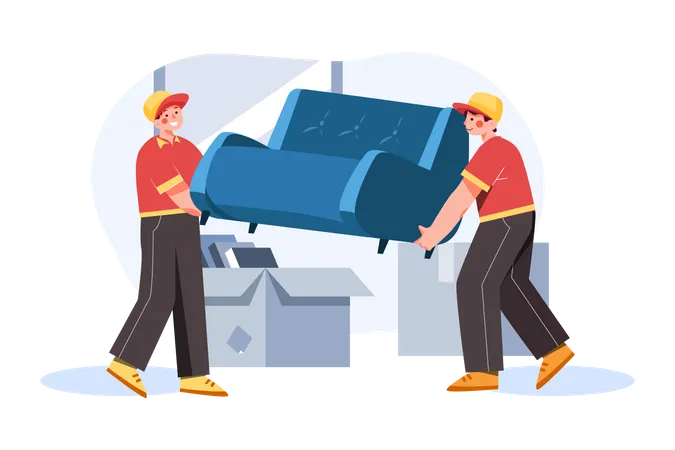 Movers picking up a sofa Illustration