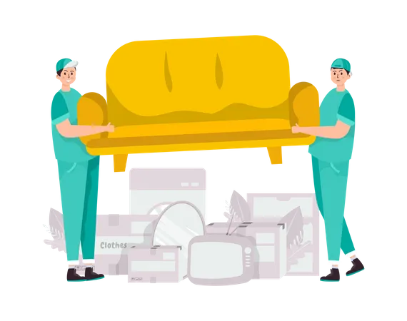 Movers picking up sofa  Illustration