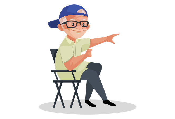 Movie director sitting in chair Illustration