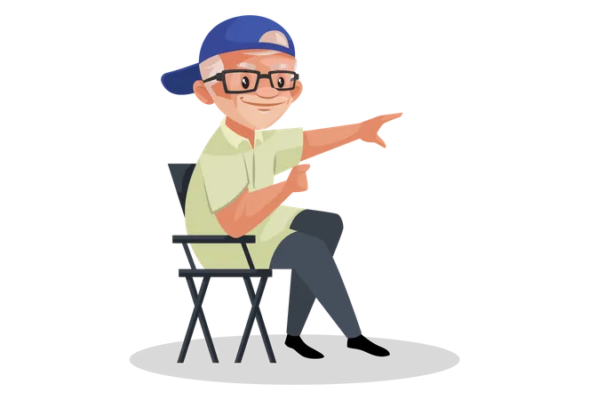 Movie director sitting in chair Illustration