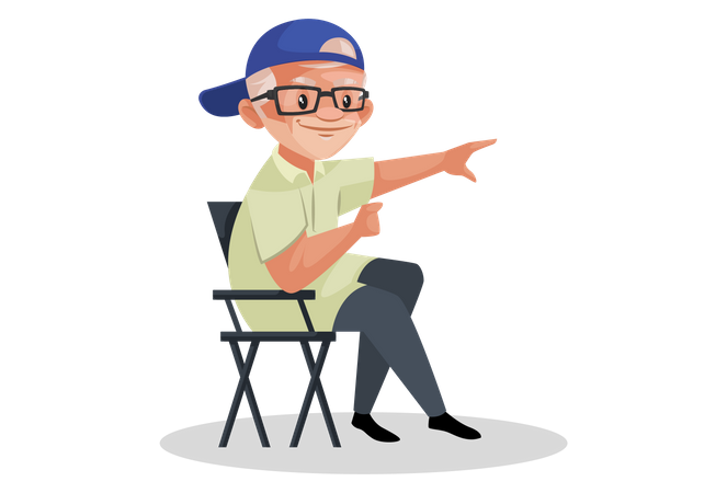 Movie director sitting in chair  Illustration