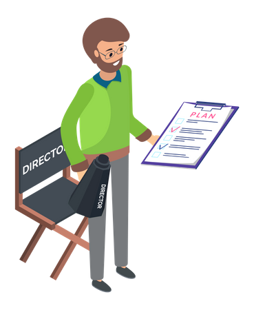 Movie director with plan list Illustration