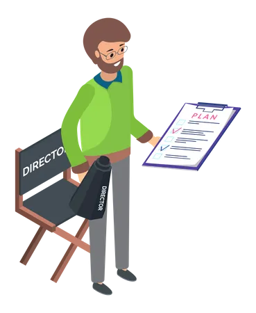 Movie director with plan list  Illustration