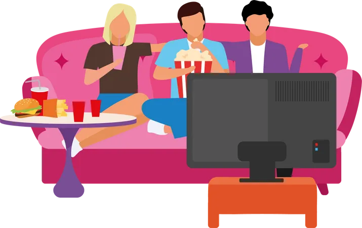 Movie night with friends Illustration