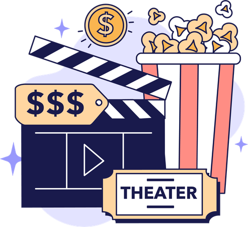 Movie tickets and snacks expense  イラスト