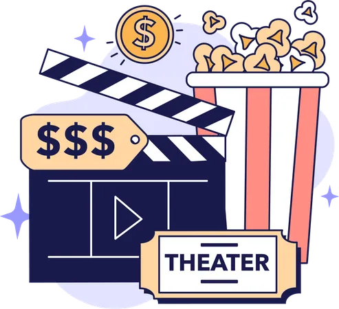 Movie tickets and snacks expense  Illustration