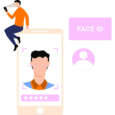 Móvil protegido por Face ID  Ilustración