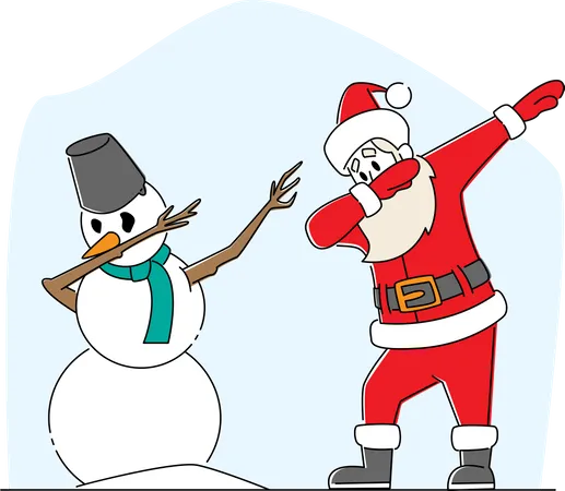 Movimento de toque de papai noel e boneco de neve  Ilustração