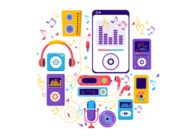 Mp3 player application  Illustration