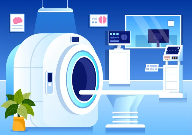 MRI scan machine at hospital  Illustration