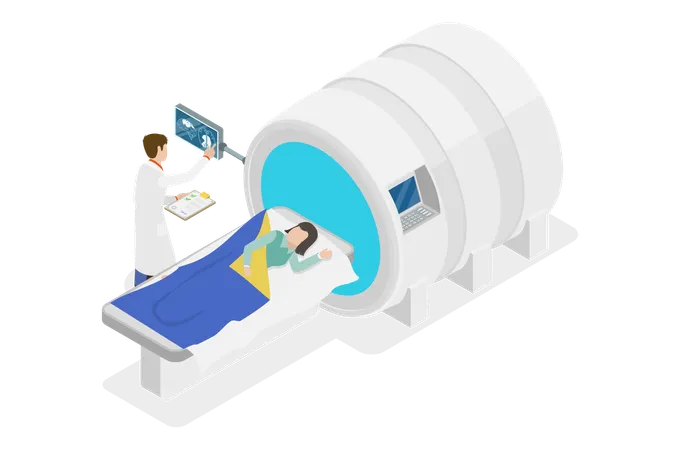 3 D Isometric Flat Vector Conceptual Illustration Of MRI Tomography Magnetic Resonance Imaging Illustration