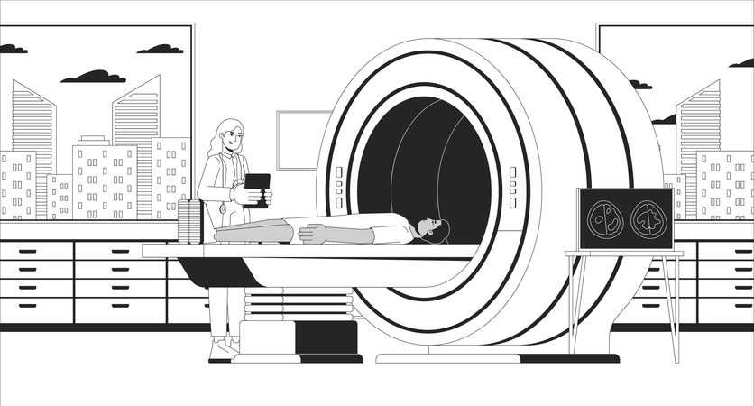 MRT-Scan eines Patienten  Illustration