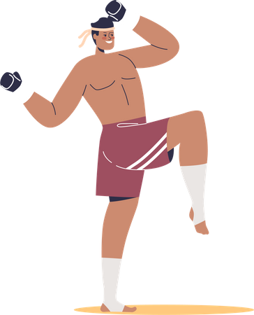 Muay thai male fighter ready for competition  Illustration