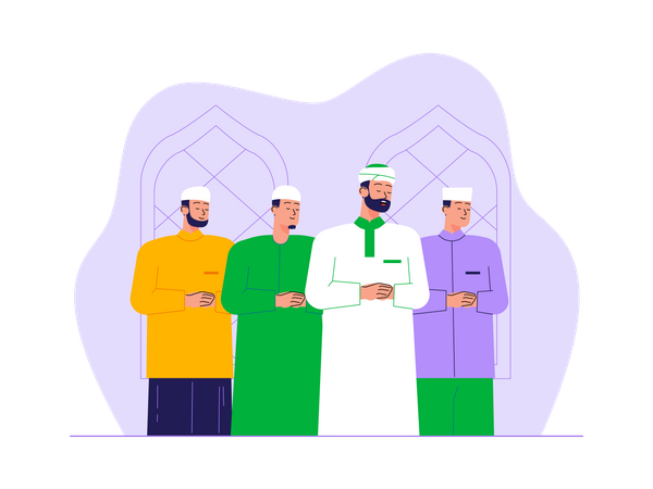 Muçulmanos fazendo namaz em masjid  Ilustração