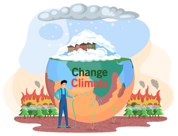 Mudança do clima na atmosfera terrestre  Ilustração
