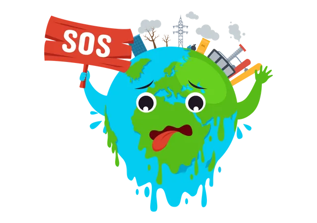 Mudanças climáticas Mensagem SOS Emergência  Ilustração