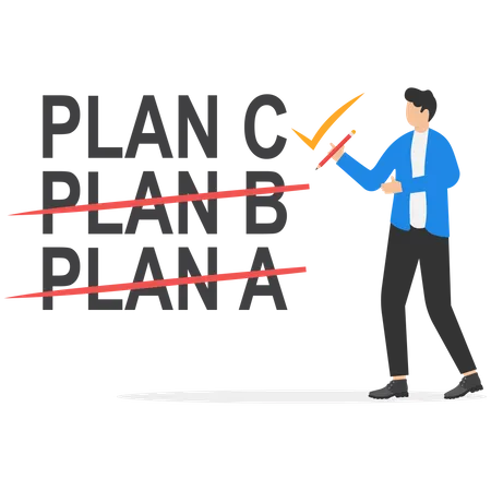 Conceito De Mudanca De Estrategia De Planos De Negocios Empresario Lista De Verificacao Plano C Ilustracao Vetorial Ilustração