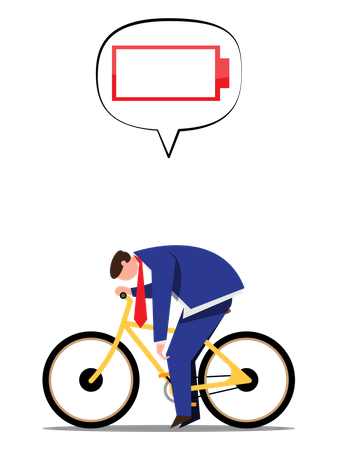 Müder Geschäftsmann auf Fahrrad  Illustration