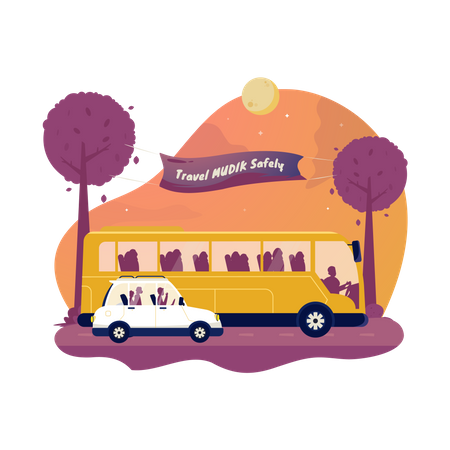 Mudik transportation  イラスト