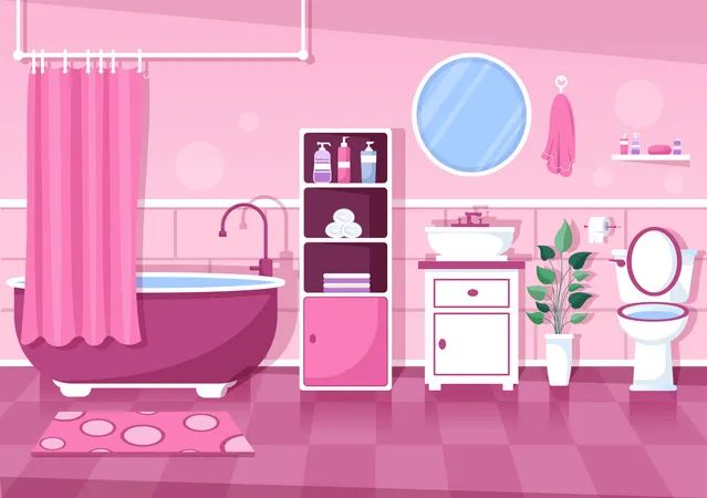 Interior de muebles de baño modernos  Ilustración