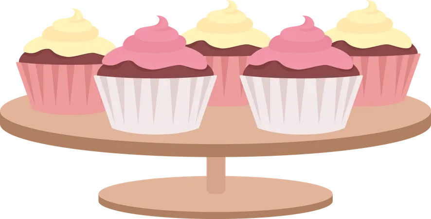 Muffins with whipped cream Illustration
