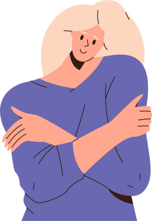 Mujer abrazándose a sí misma  Ilustración