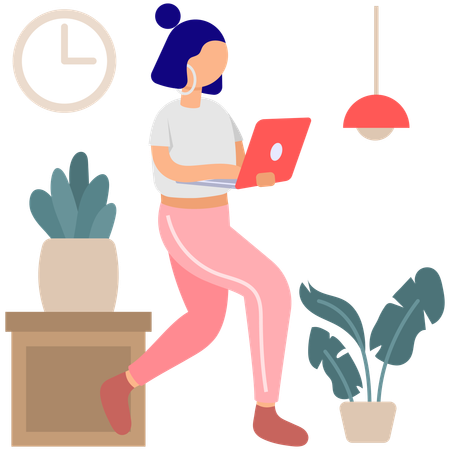 Mujer activa trabajando desde casa Ilustración