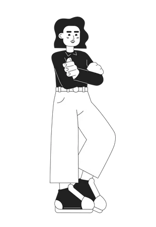 Mujer adulta joven con los brazos cruzados  Ilustración
