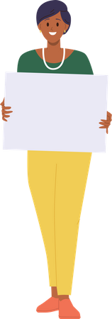 Mujer adulta sosteniendo un cartel vacío  Ilustración