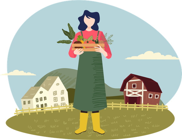 Mujer agricultora orgánica  Illustration