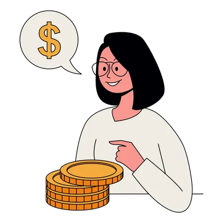 Mujer ahorrando dinero  Illustration