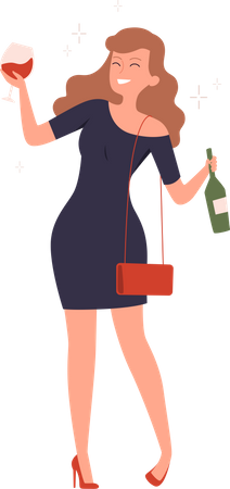 Mujer alcohólica  Ilustración