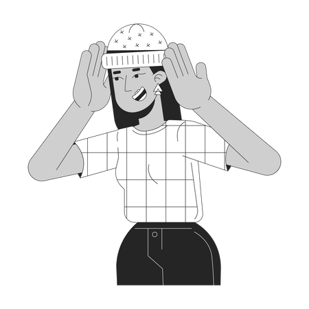 Mujer alegre con gorro  Ilustración