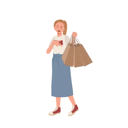 A la mujer le encanta ir de compras  Ilustración