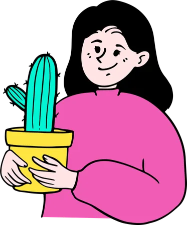 Mujer amor cactus  Ilustración