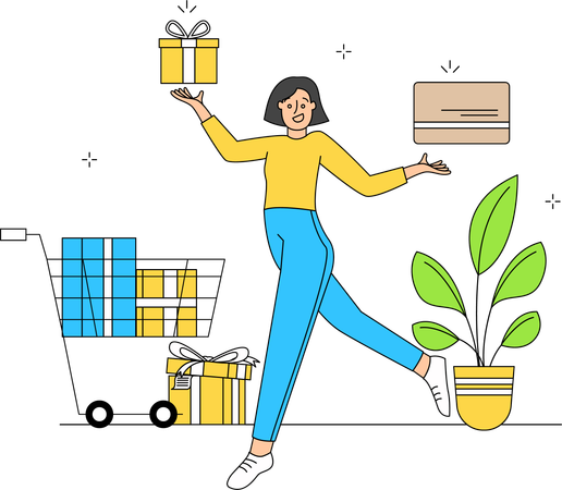 Mujer, amor, compras  Ilustración