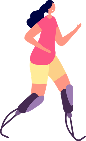 Mujer amputada intentando correr  Ilustración
