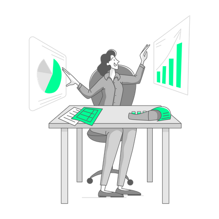 Mujer analizando finanzas  Illustration