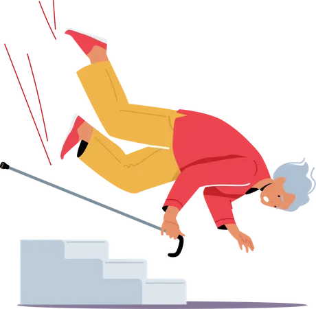 Mujer de la tercera edad cayendo desde una altura  Ilustración