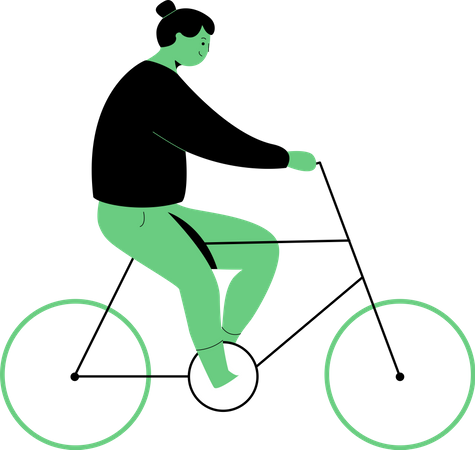 Mujer andando en bicicleta  Ilustración