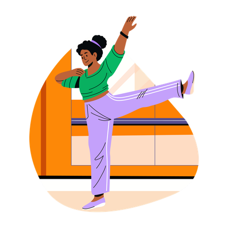 Mujer aprendiendo a bailar  Ilustración