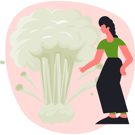 Mujer señalando explosión  Ilustración