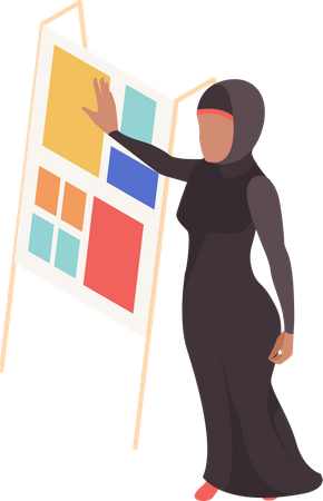 Mujer árabe dando presentación  Ilustración