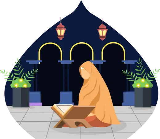 Mujer árabe rezando  Ilustración