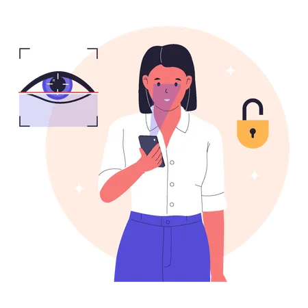 Mujer asegura reconocimiento ocular para seguridad de smartphone  Ilustración